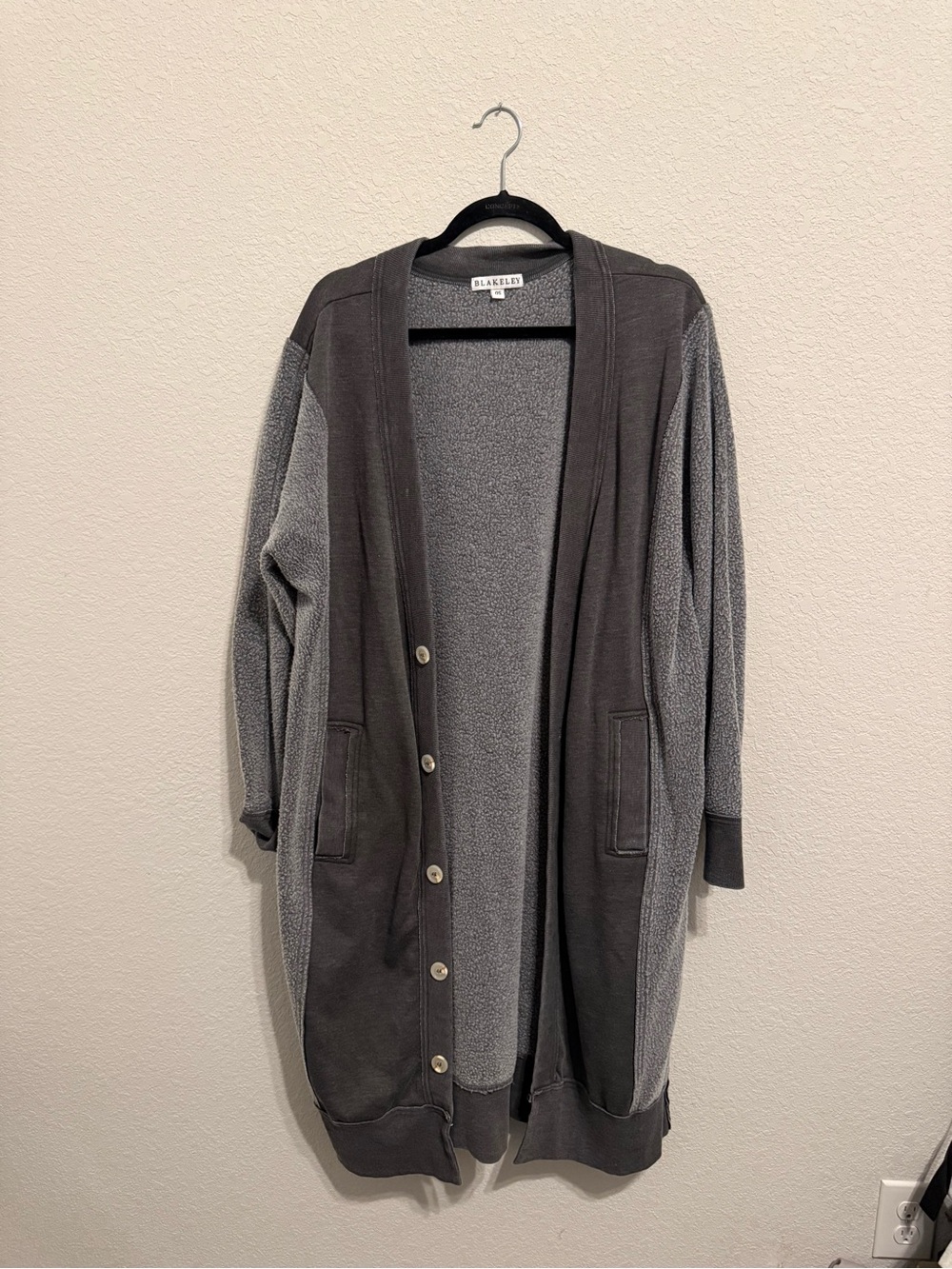 Blakeley Oversized Long Cardigan Gray Button Front One Size